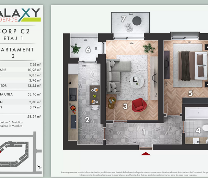 Apartament 2 camere de vanzare decomandat, 55 mp, Bucuresti Sud, Berceni