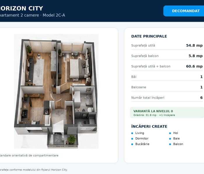 Apartament 2 camere de vanzare decomandat, 56 mp, Bucuresti Nord, Pipera