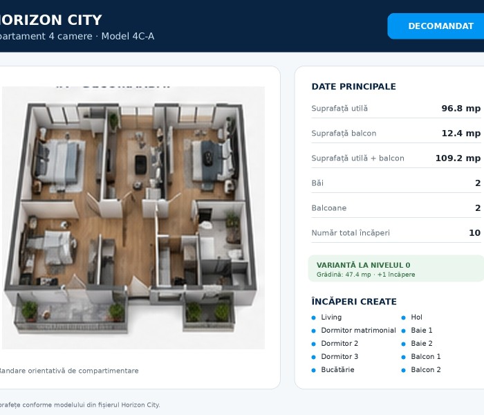 Apartament 4 camere de vanzare decomandat, 98 mp, Bucuresti Nord, Pipera