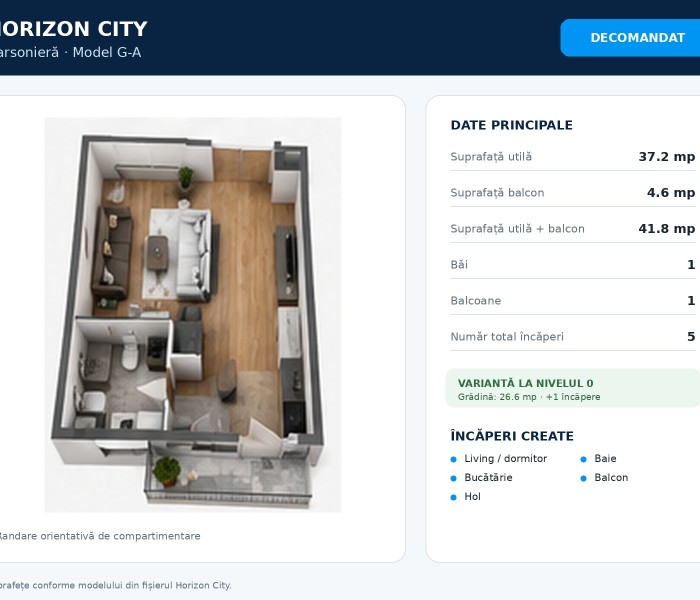 Garsoniera 1 camere de vanzare decomandat, 38 mp, Bucuresti Nord, Pipera