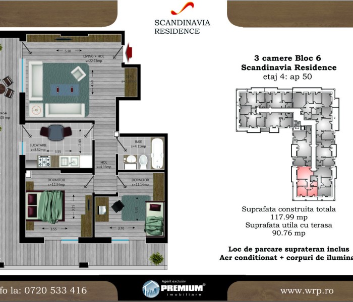 Apartament 3 camere de vanzare open space , 83 mp, Bucuresti Nord, Chitila 