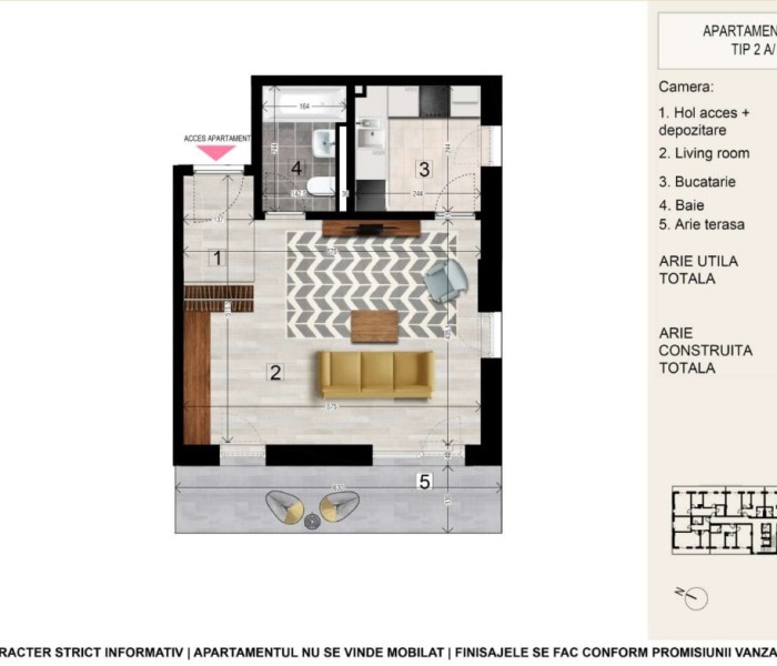 Garsoniera 1 camere de vanzare decomandat, 44 mp, Bucuresti Central, Tineretului