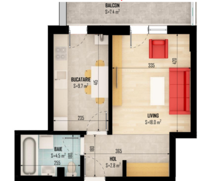 Garsoniera 1 camere de vanzare decomandat, 42 mp, Ilfov Vest, Bragadiru